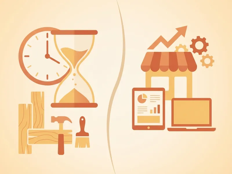 Calendar and clock showing hours spent on DIY website building versus running a business