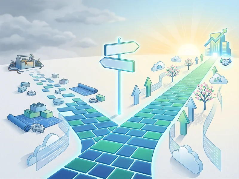 Fork in the road with signposts pointing to 'stay with Wix DIY' or 'switch to managed service'