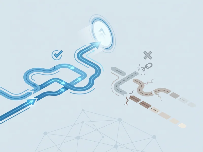 Visual metaphor showing broken pathways representing failed website redirects and lost SEO rankings