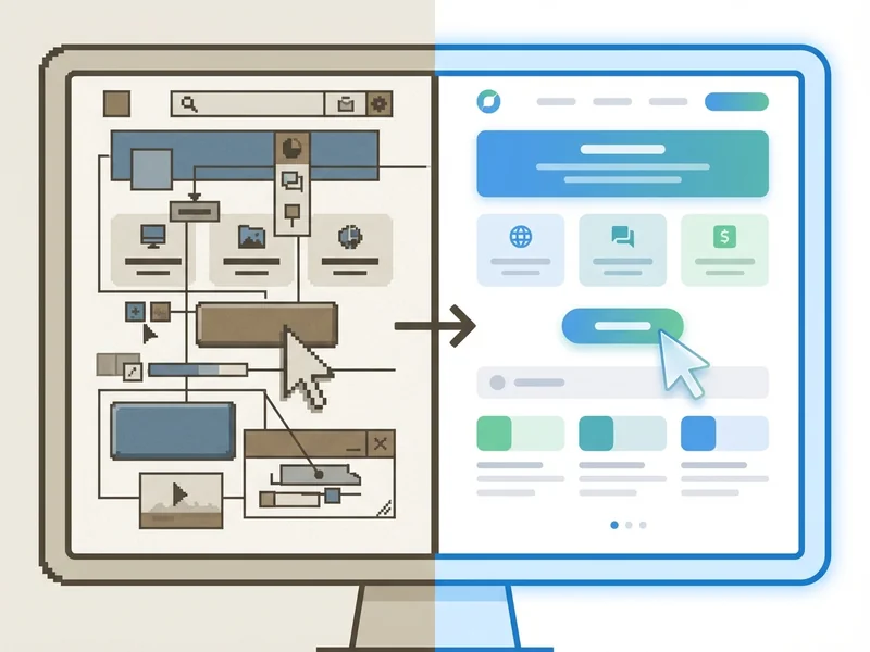 Split-screen showing outdated versus modern professional website design, illustrating the credibility gap