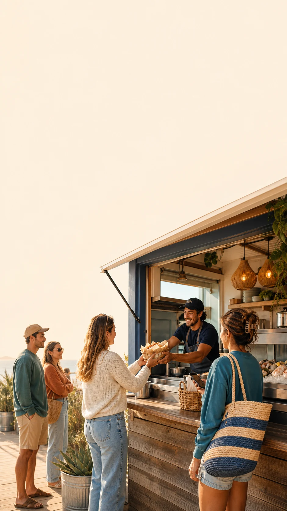 A Pismo Beach shop owner beside YouGrow website service details