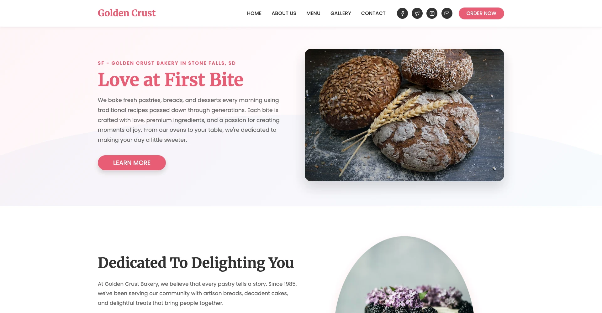 Bakery website design