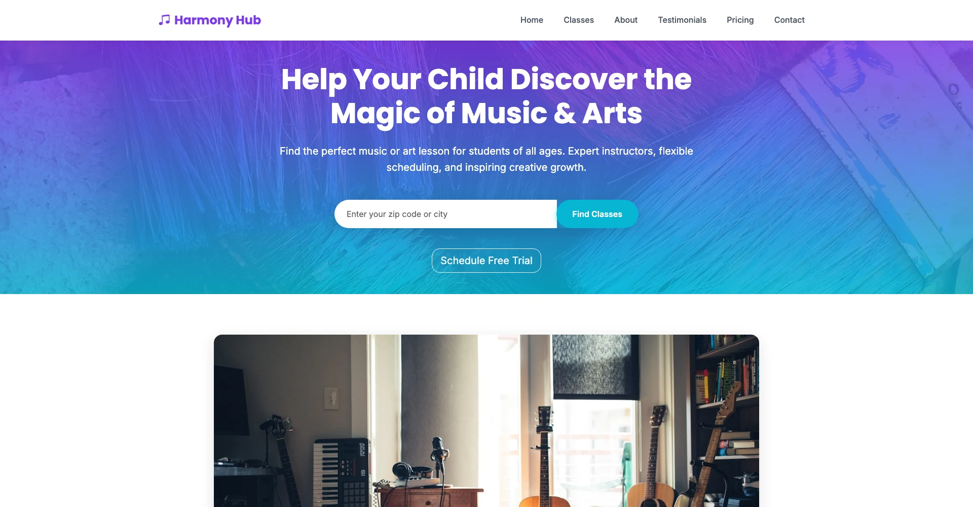 Music school website design